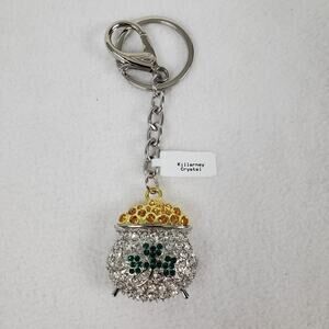 Killarney Crystal Jewelry Pot Of Gold Keychain Bag Charm
